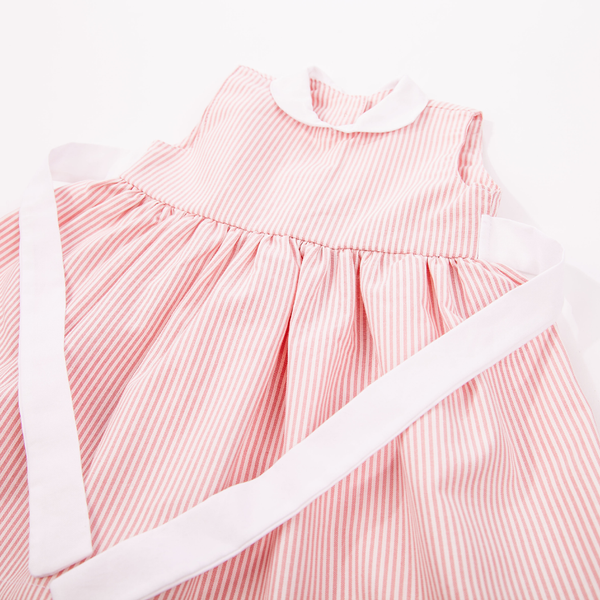 Kinderkleid mit Bübchenkragen rosa-weiß gestreift